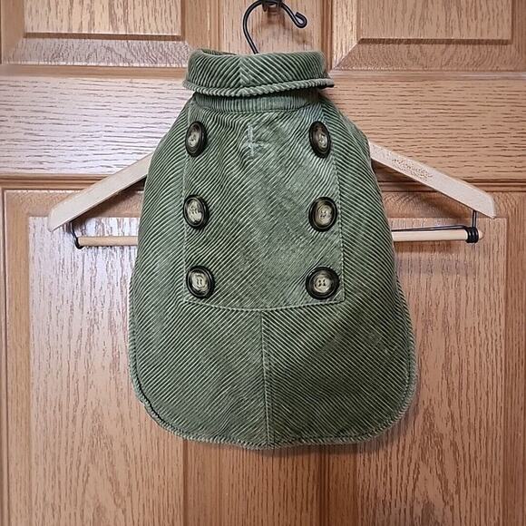 Woolrich Cotton Corduroy Green Dog Jacket Pea Coat w/Buttons Size M - Picture 1 of 7
